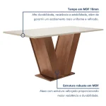 Conjunto Sala de Jantar Mesa Tampo MDF 4 Cadeiras Espanha Yescasa Chocolate/Off White/Suede Bege - Imagem 3