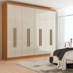 Guarda-Roupa Casal Ele e Ela 8 Portas 8 Prateleiras Cinamomo/Off White - Panorama Móveis - Imagem 3