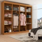 Guarda-Roupa Casal Ele e Ela 8 Portas 8 Prateleiras Cinamomo/Off White - Panorama Móveis - Imagem 4