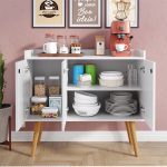 Aparador Buffet Wood Prime 3 Portas Cantinho Café Prateleira Organizadora Pés Palito Decoração Retrô - Branco - Rpm - Imagem 6
