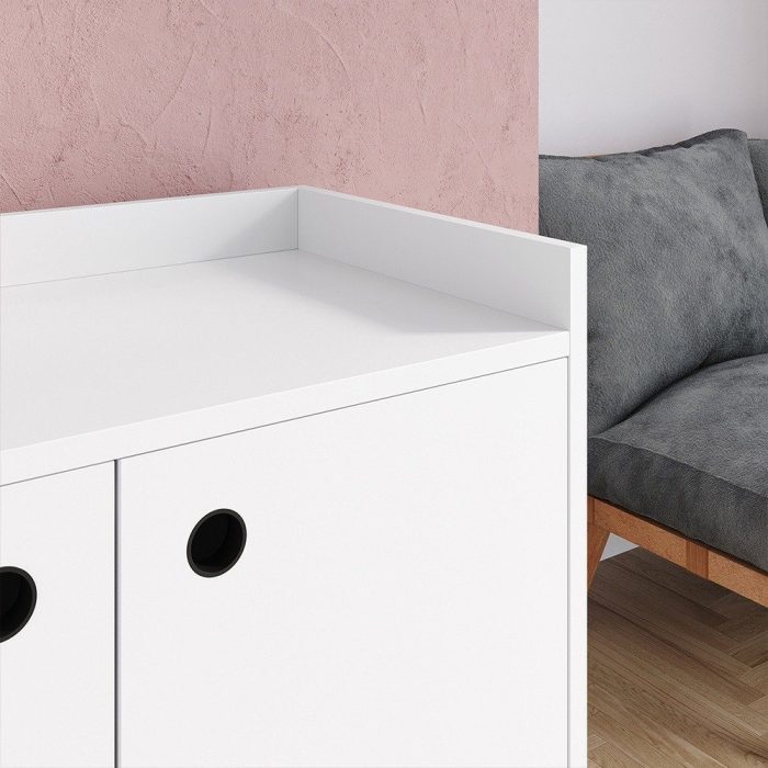 Aparador Buffet Wood Prime 3 Portas Cantinho Café Prateleira Organizadora Pés Palito Decoração Retrô - Branco - Rpm - Imagem 4