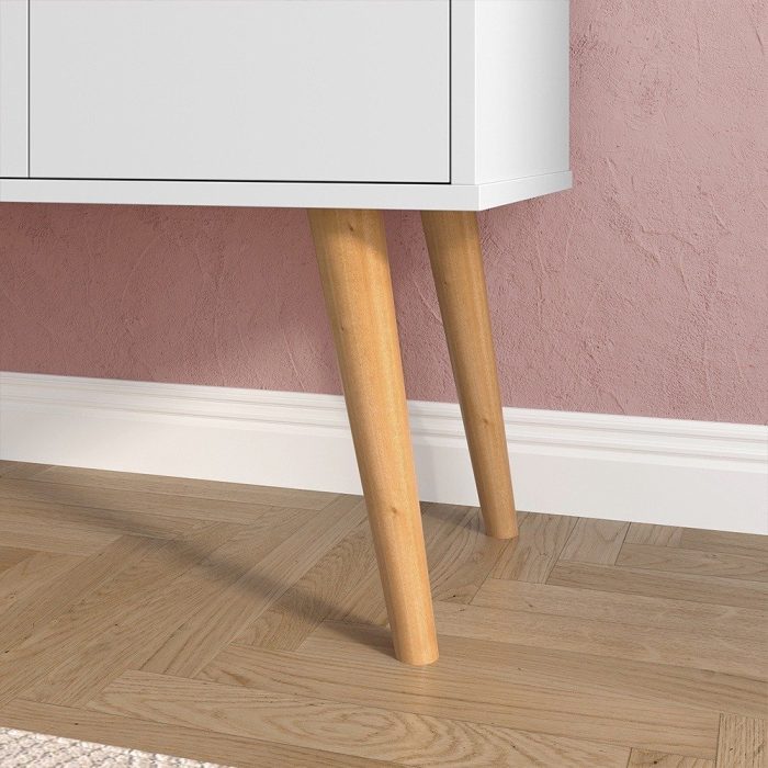 Aparador Buffet Wood Prime 3 Portas Cantinho Café Prateleira Organizadora Pés Palito Decoração Retrô - Branco - Rpm - Imagem 3