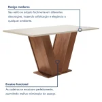 Conjunto Sala de Jantar Mesa Tampo MDF 4 Cadeiras Espanha Yescasa Chocolate/Off White/Suede Bege - Imagem 4
