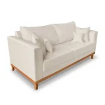 Kit Sofá 3 Lugares e 2 Poltronas Beny Viena Linho Bege - Madeira Prima Deccor - Imagem 3