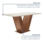 Conjunto Sala de Jantar Mesa Tampo MDF 4 Cadeiras Espanha Yescasa Chocolate/Off White/Suede Bege - Imagem 5