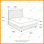 Box + Cabeceira Cassis e Colchão Casal Ortobom ISO 100 138x188x53cm Branco - Imagem 4