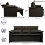 Sofá 3 Lugares Retrátil e Reclinável Cama inBox Compact 2,00m Velusoft Café - Imagem 6