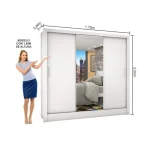 Guarda-Roupa Casal 3 Portas com Espelho Porto Plus Espresso Móveis Branco - Imagem 5