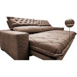 Sofá Retrátil e Reclinável 2,75m Molas Ensacadas Cama inBox Spazus com Bordado 3D Velusoft Castor - Imagem 2