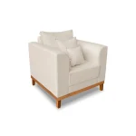 Kit Sofá 3 Lugares e 2 Poltronas Beny Viena Linho Bege - Madeira Prima Deccor - Imagem 5