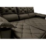 Sofá 3 Lugares Retrátil e Reclinável Cama inBox Compact 2,00m Velusoft Café - Imagem 3