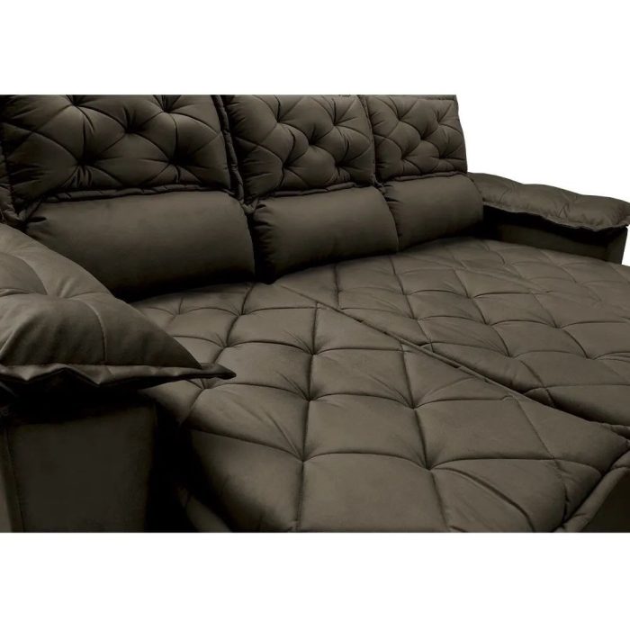 Sofá 3 Lugares Retrátil e Reclinável Cama inBox Compact 2,00m Velusoft Café - Imagem 3