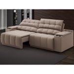 Sofá com Porta Copos Carregador USB Retrátil Reclinável Samurai 2 mt Velosuede Marrom netsofas