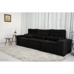 Sofá Retrátil e Reclinável 2,10m c/ 03 Módulos em Tecido Suede Preto - Montagem Inclusa - Imagem 2