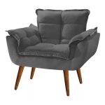 Poltrona Decorativa Opala Suede Graffite - Imagem 2
