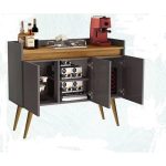 Aparador Buffet 3 Portas Com Pés Bar Veneza Delux Retrô 90cm CinzaNature – jlar Móveis - Imagem 2