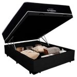 Cama Box Baú Casal Suede + Colchão Airtech Molas Ensacadas Antares Ortobom 138x188x71 Cor preto - Imagem 2