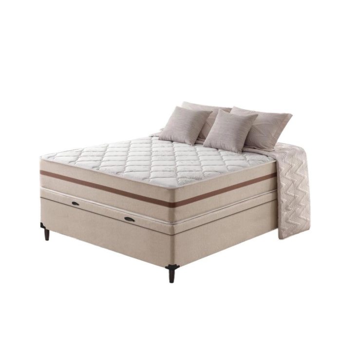 Cama Box Baú + Colchão de Viúva Classic Molas Pocket 128x188x64cm - Imagem 1