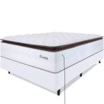 Cama Box com Colchão Casal Molas Ensacadas Alto 138x188cm Premium Sleep Branco bf Colchões