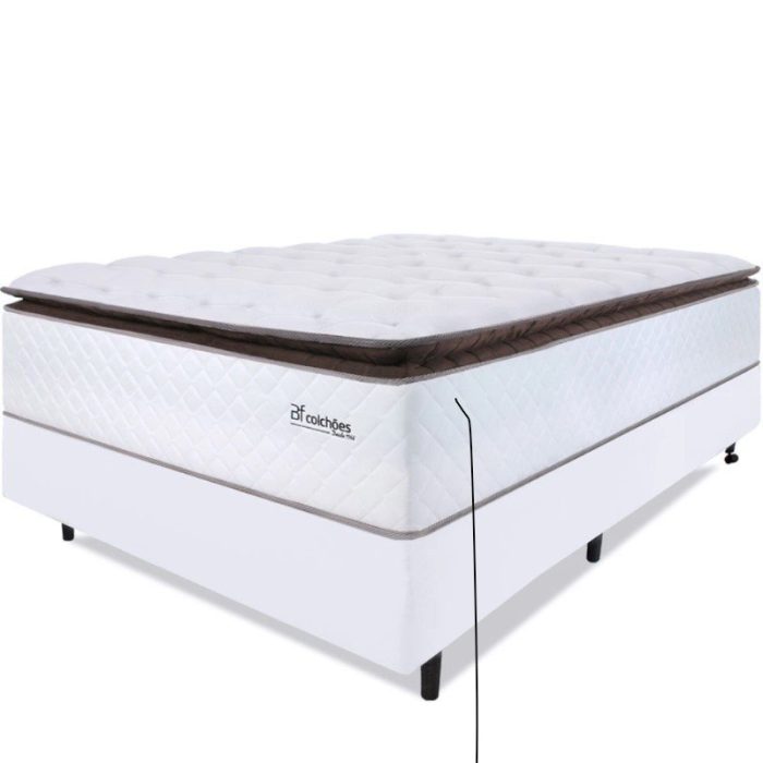 Cama Box com Colchão Casal Molas Ensacadas Alto 138x188cm Premium Sleep Branco bf Colchões - Imagem 1