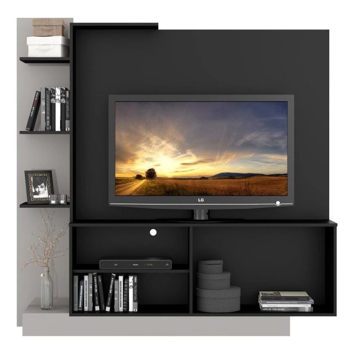 Estante para TV até 55 Multimóveis Denver FG2473 Preta/Lacca Fumê - Imagem 1