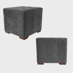 Kit 2 Puffs Cuba Decorativo Suede Cinza – Navega Móveis