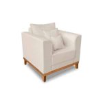 Kit Sofá 3 Lugares e 2 Poltronas Beny Viena Com Almofadas Decorativa Linho Bege – Madeira Prima Deccor - Imagem 4