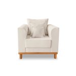 Kit Sofá 3 Lugares e 2 Poltronas Beny Viena Com Almofadas Decorativa Linho Bege – Madeira Prima Deccor - Imagem 5