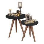 Mesa de Canto Lateral Redonda – Preta