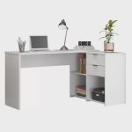 Mesa de Escritório em L 2 Gavetas 3 Nichos Office nt 2060 Notável Móveis