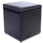Puff Baú Porta Objetos 40x40x45cm Corino Preto bf Colchões