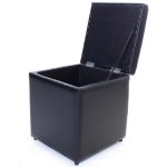 Puff Baú Porta Objetos 40x40x45cm Corino Preto bf Colchões - Imagem 2