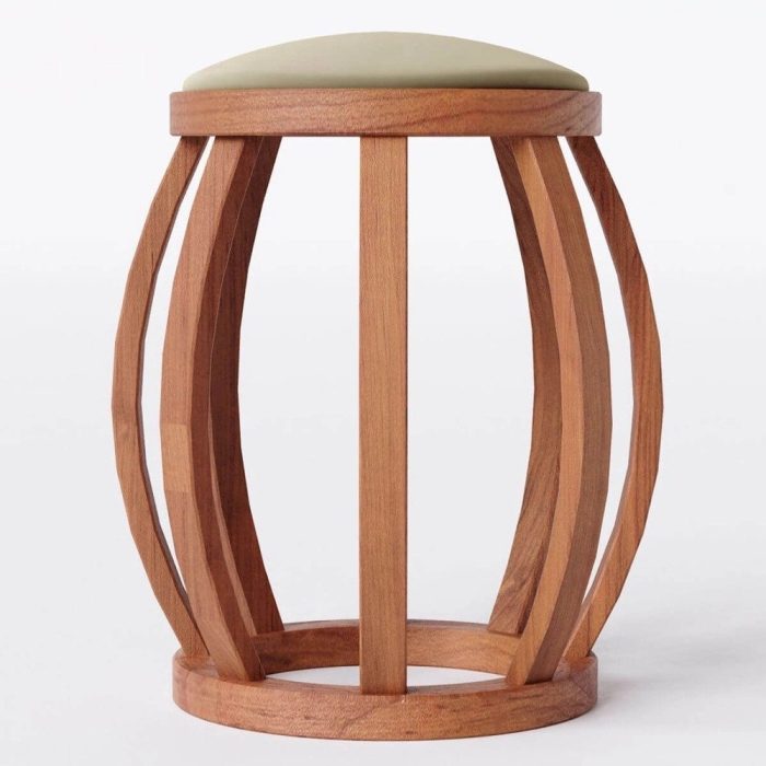 Puff Decorativo Banqueta Barril em Madeira Maciça Suede Castor – Home Mobily - Imagem 2