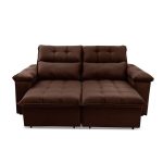 Sofá Retrátil/Reclinável Verona 2,00m Suede Velut Marrom c/ Molas no Assento - - Imagem 2