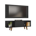 Rack com Painel para TV até 42 Polegadas Salah Preto 135 cm