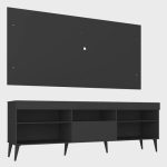 Rack com Painel para TV até 55 Polegadas 1 Porta 5 Nichos Retrô Espresso Móveis - Imagem 2
