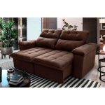 Sofá Retrátil/Reclinável Verona 2,00m Suede Velut Marrom c/ Molas no Assento -