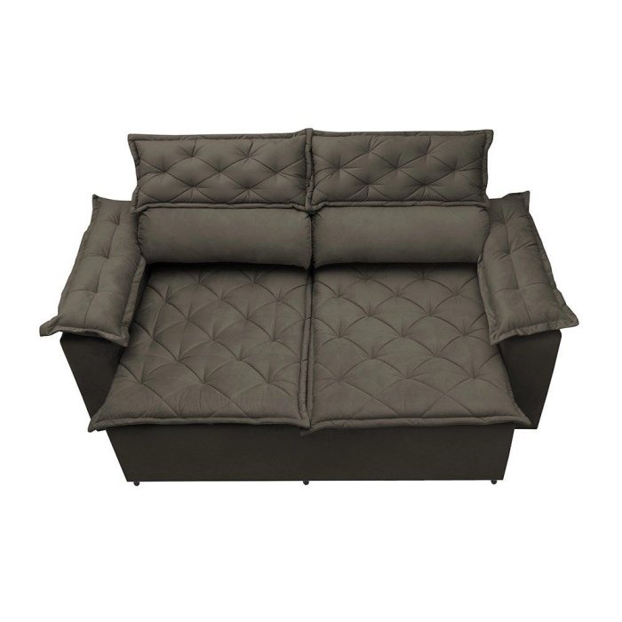 Sofá 3 Lugares Retrátil e Reclinável Cama inBox Compact 1,80m Velusoft Café - Imagem 1