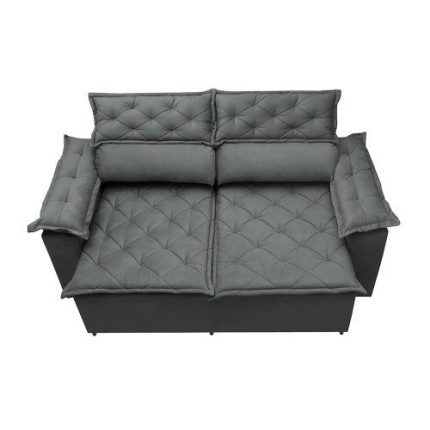 Sofá 3 Lugares Retrátil e Reclinável Cama inBox Compact 1,80m Velusoft Cinza