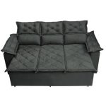Sofá 3 Lugares Retrátil e Reclinável Cama inBox Compact 2,00m Velusoft Cinza