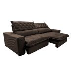Sofá Retrátil e Reclinável 2,75m Molas Ensacadas Cama inBox Spazus com Bordado 3D Velusoft Café
