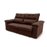 Sofá Retrátil/Reclinável Verona 2,00m Suede Velut Marrom c/ Molas no Assento - King House - Imagem 3