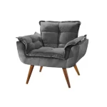 Poltrona Opala Suede Cinza - Montanaris Decor Cinza