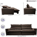 Sofá Retrátil e Reclinável 2,75m Molas Ensacadas Cama inBox Spazus com Bordado 3D Velusoft Café - Imagem 2