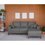 Sofá 3 Lugares Belgrado com Chaise Direito Linho Cinza 230 cm - Imagem 2
