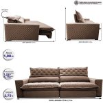 Sofá Retrátil e Reclinável 2,75m Molas Ensacadas Cama inBox Spazus com Bordado 3D Velusoft Castor - Imagem 3