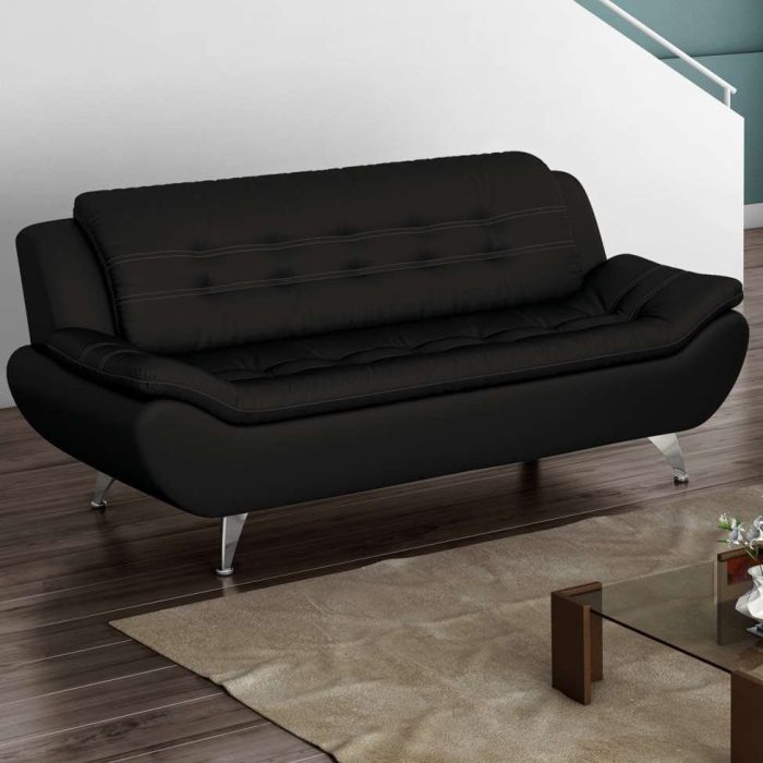 Sofá 3 Lugares New Passion Corino Preto - Imagem 1