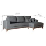Sofá 3 Lugares Belgrado com Chaise Direito Linho Cinza 230 cm - Imagem 3
