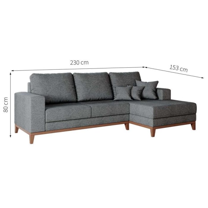 Sofá 3 Lugares Belgrado com Chaise Direito Linho Cinza 230 cm - Imagem 3