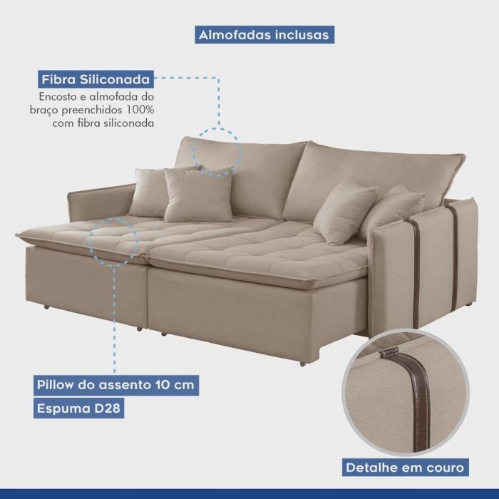 Sofá Cama 200cm Detroid Yescasa - Imagem 5